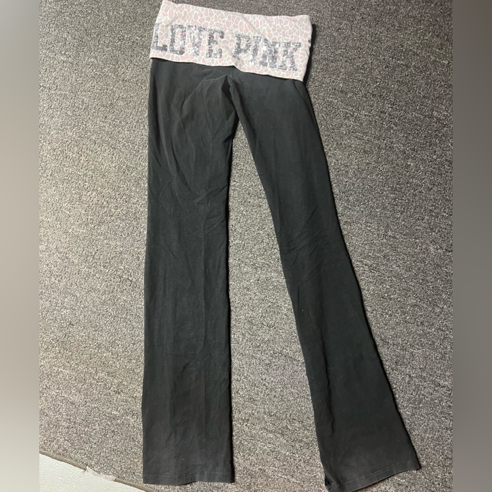 Pink fold over yoga pants